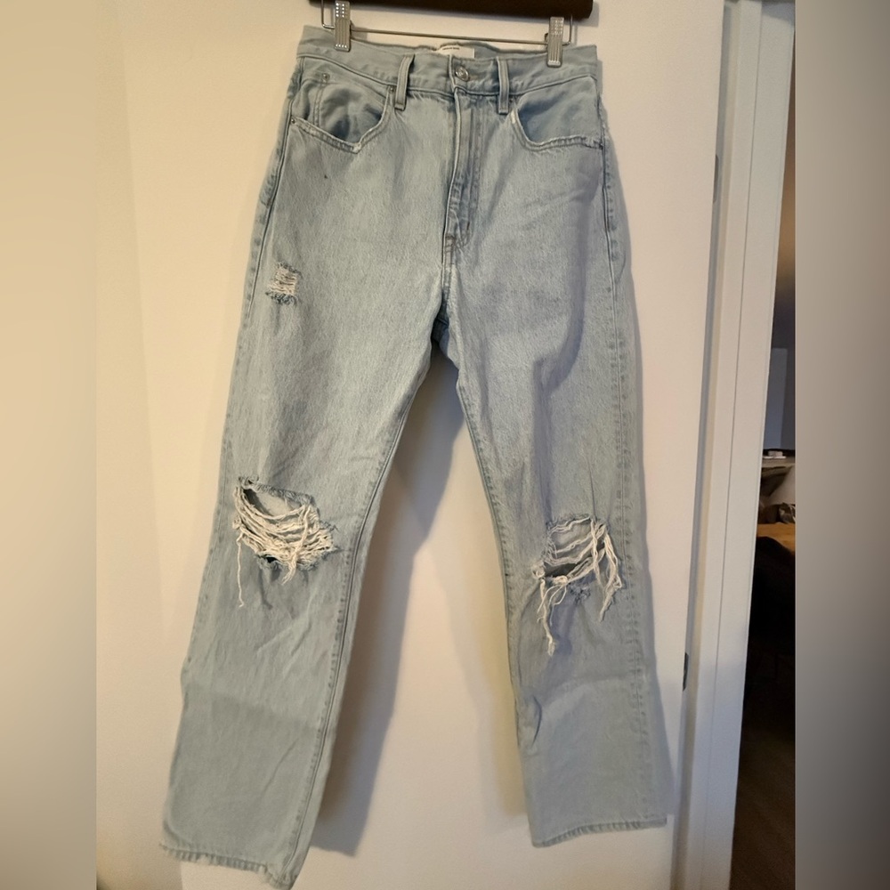 SLVRLAKE Light Blue Distressed Wide Leg Jeans